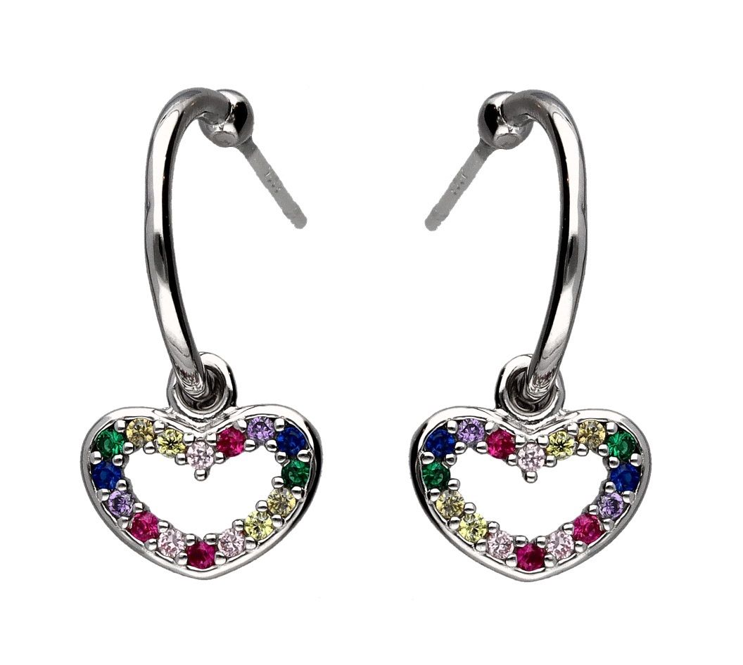 Silver Earrings He1880 Multicolor Heart