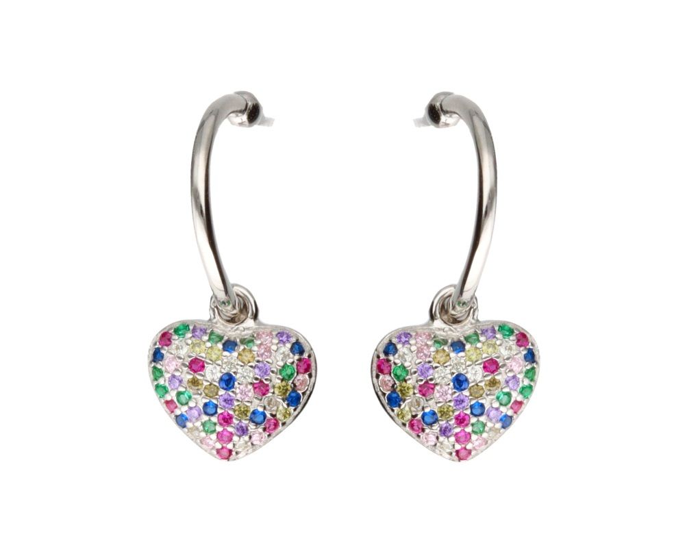 Silver Earrings He1886 Multicolor Heart