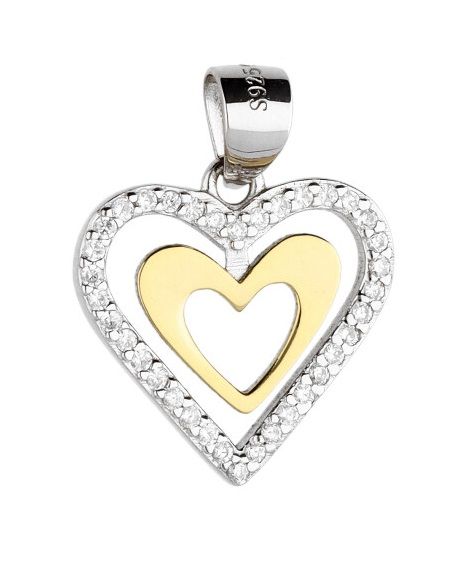 Silver Pendant Dp2660 Gold Heart