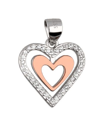 Silver Pendant Dp2660 Rose Gold Heart