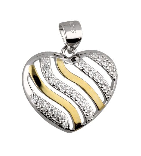 Silver Pendant Dp2647 Gold Heart