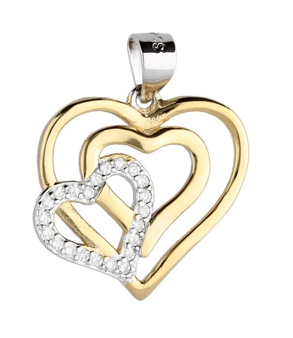 Silver Pendant Dp2663 Gold Heart