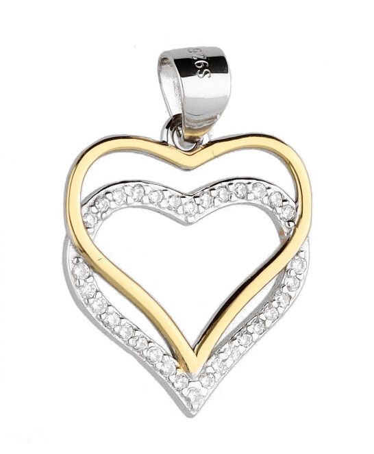 Silver Pendant Dp2679 Gold Heart