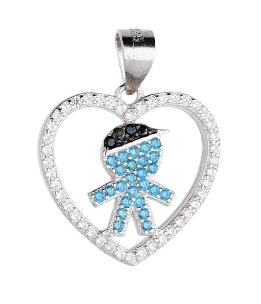 Silver Pendant Dp3034 Boy Heart