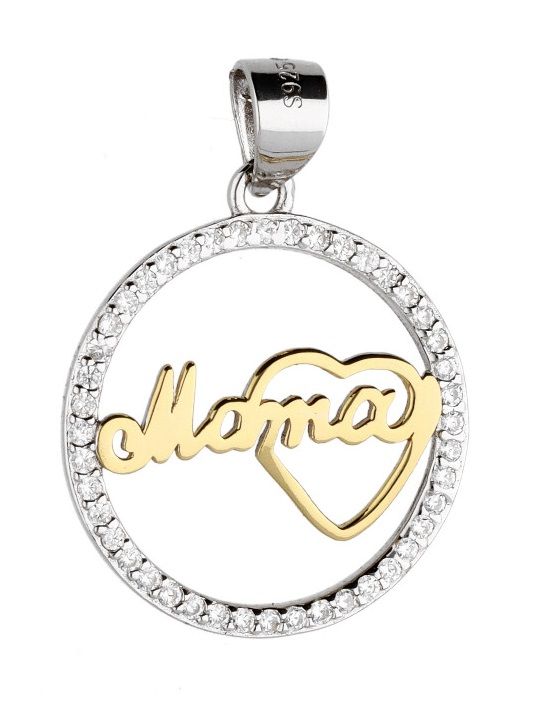 Silver Pendant Dp3038 Heart Mother Rhodium&Gold