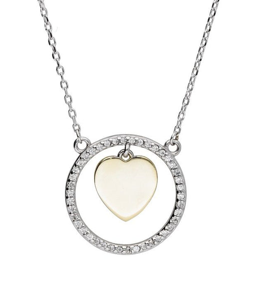 Silver Necklace Dn830 Golden Heart