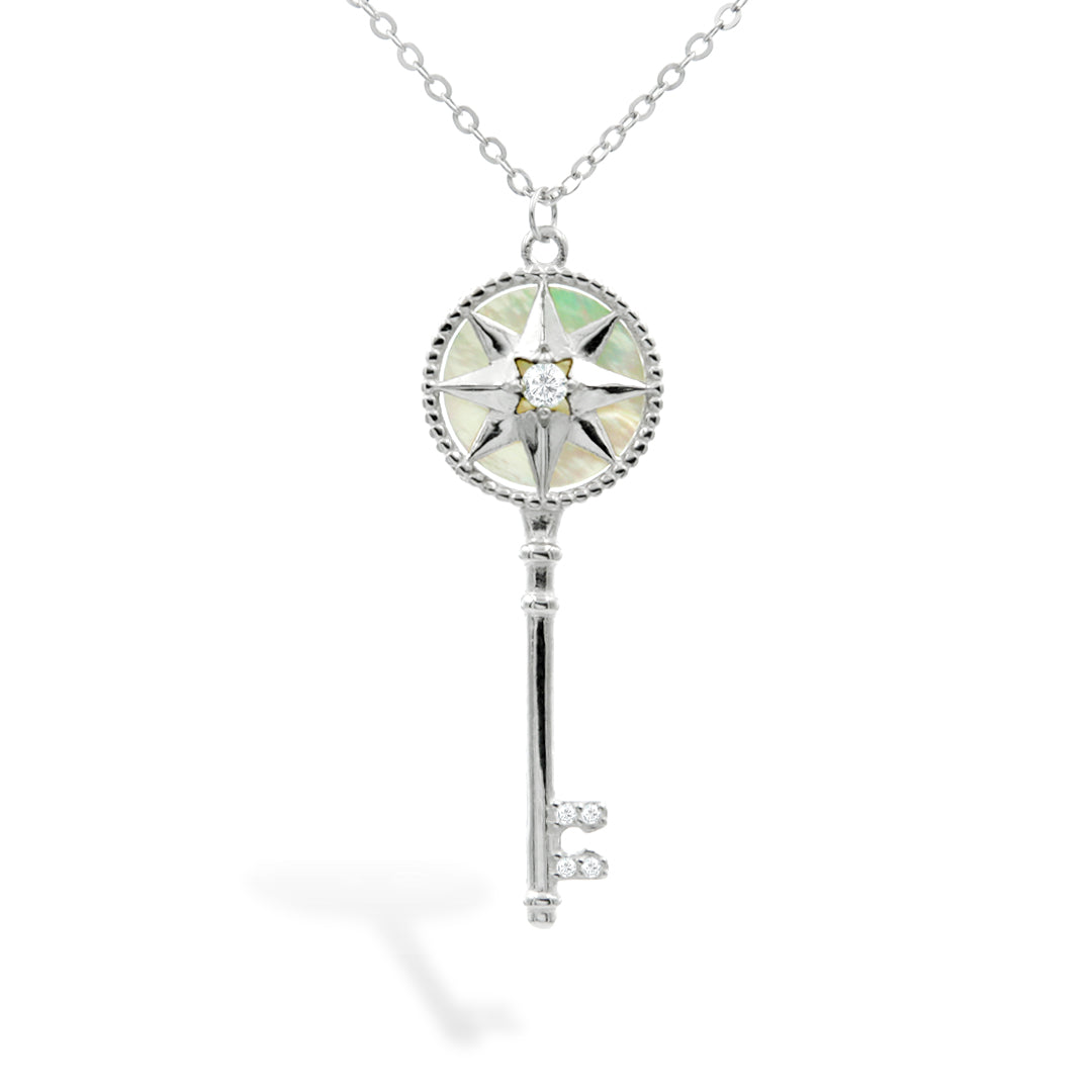 Silver Necklace Dn824 White Key