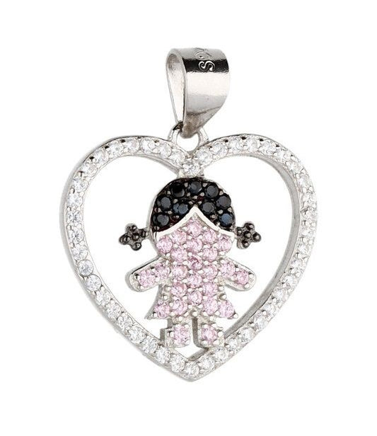 Silver Pendant Dp3035 Heart Girl