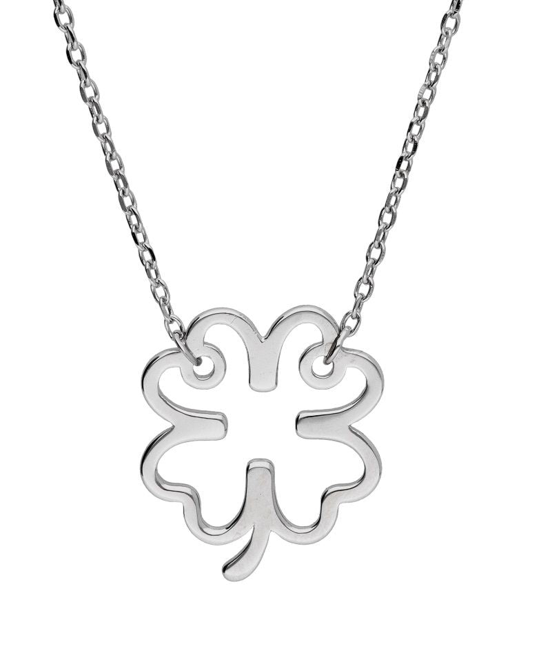 Silver Necklace Clover