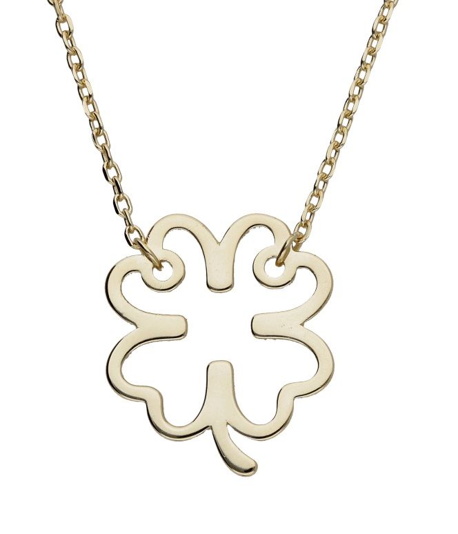 Silver Necklace Gold Plated Clover