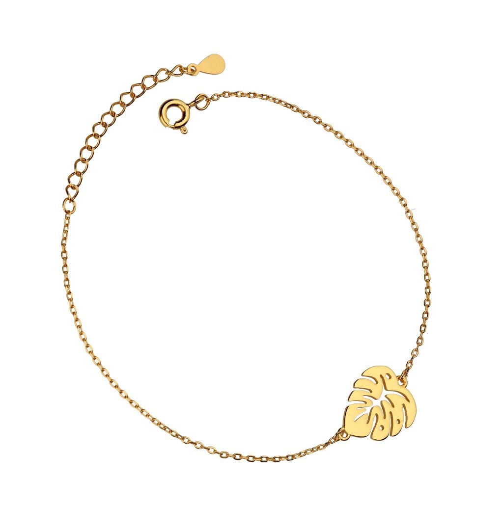 Silver Bracelet Gold Plated Monstera Leaf