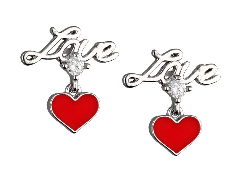 Silver Earrings One Side Heart