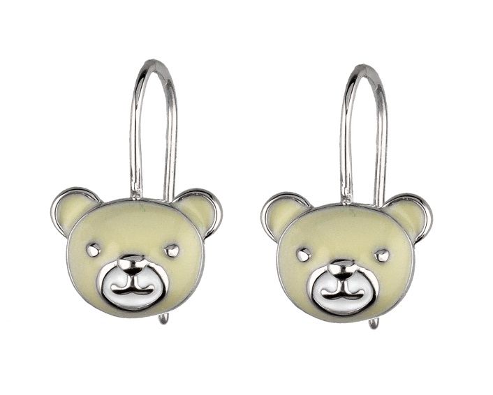 Silver Earrings Kids Teddy Bear