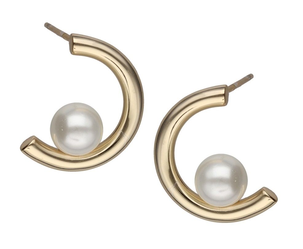 Silver Earrings Gold Plated Pearl