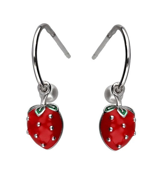 Silver Earrings Kids Strawberry