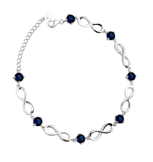 Silver Bracelet Infinity Sapphire