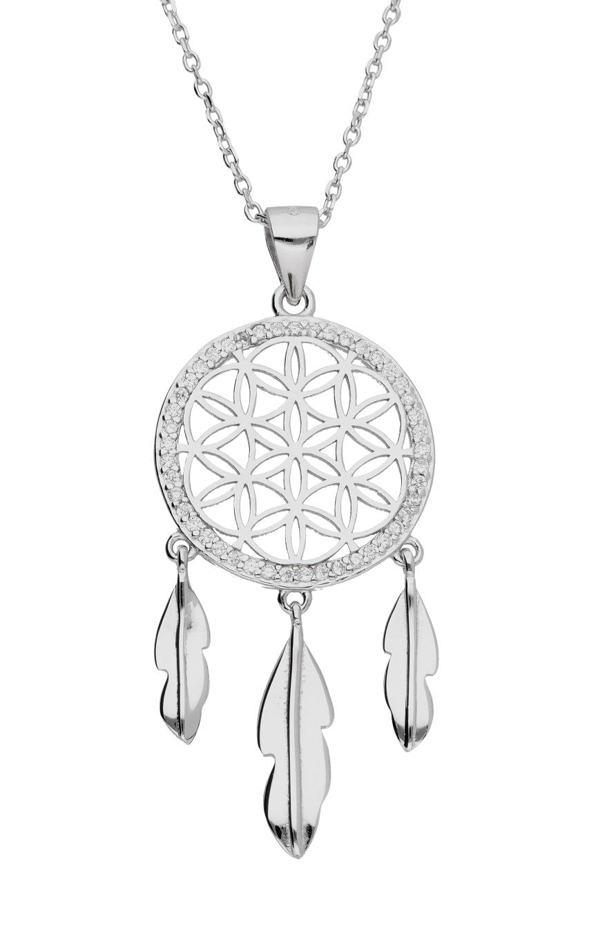 Silver Necklace Dream Catcher