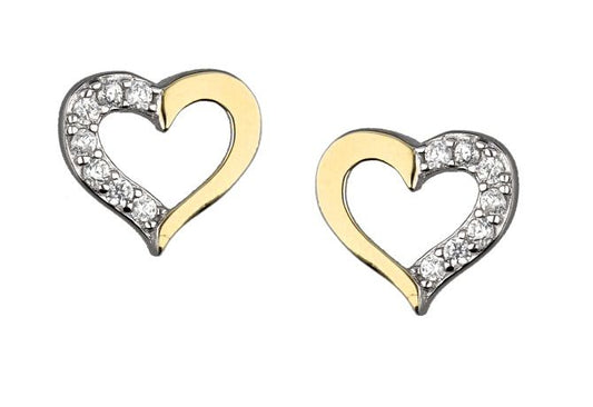 Silver Earrings Rhodium&Gold Plated Heart