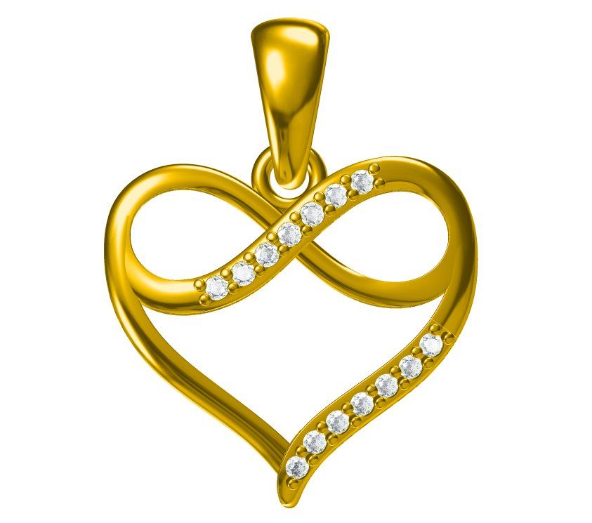 Silver Pendant Gold Plated Infinity Heart