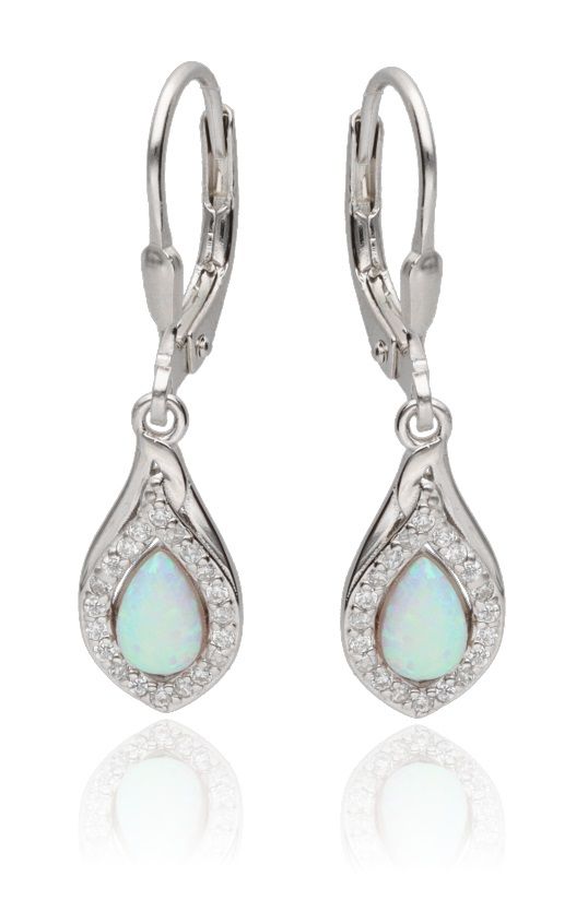 Silver Earrings Opal Op016 Long