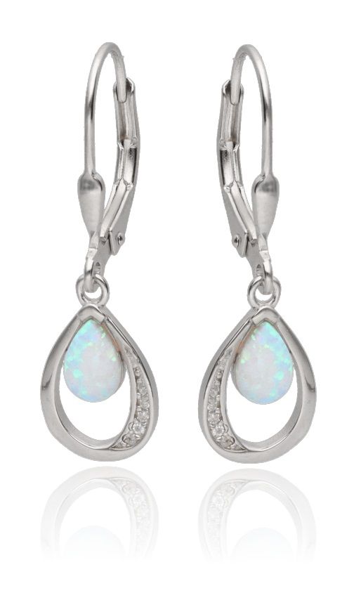 Silver Earrings Opal Op016 Long