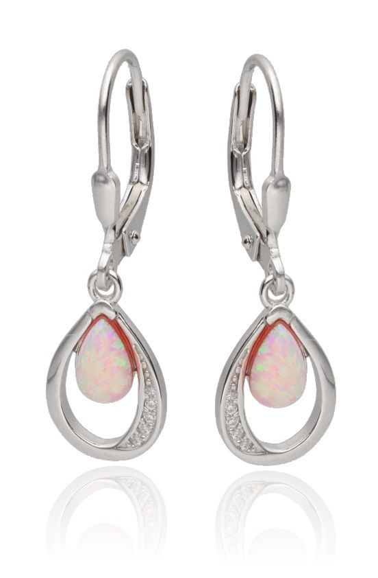 Silver Earrings Opal Op58 Long