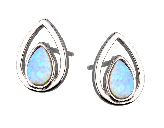 Silver Earrings Opal Op16