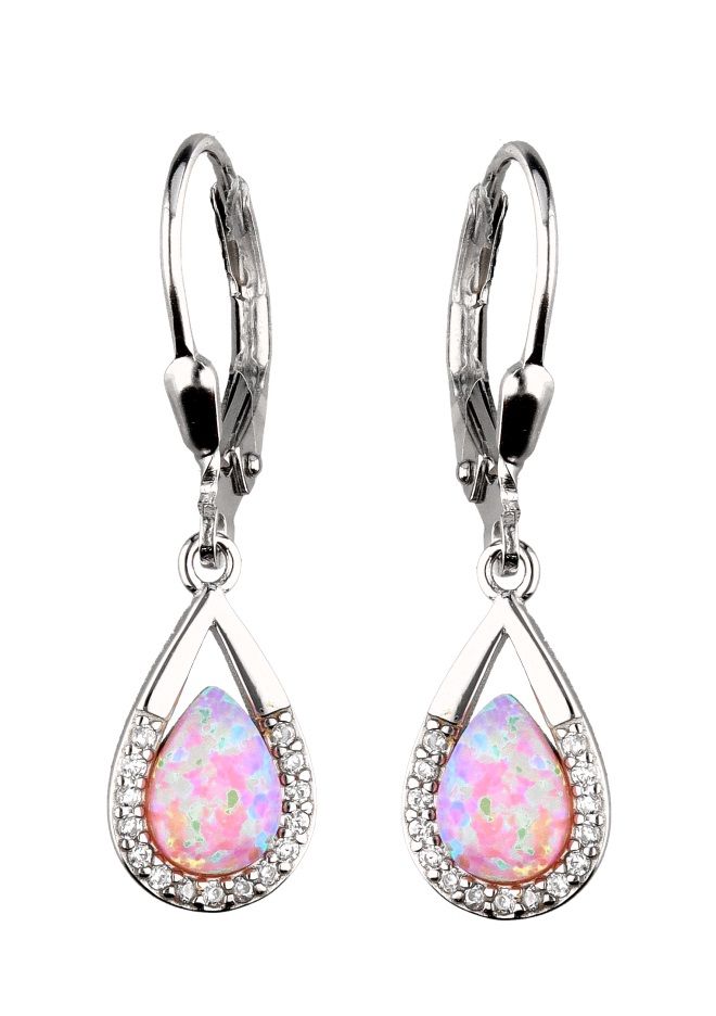 Silver Earrings Opal Op58 English Long