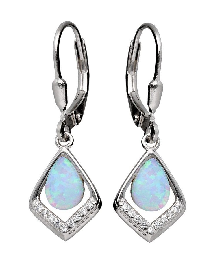 Silver Earrings Opal Op016 Long