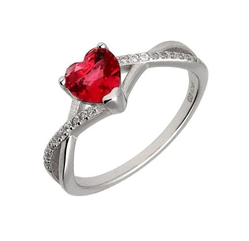 Silver Ring Us Sizes 5.5# 6.5# 7# 8# 9# Ruby ​​Heart