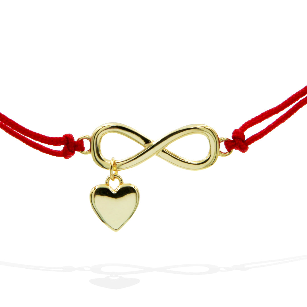 Silver Bracelet Gold Plated Infinity Red
