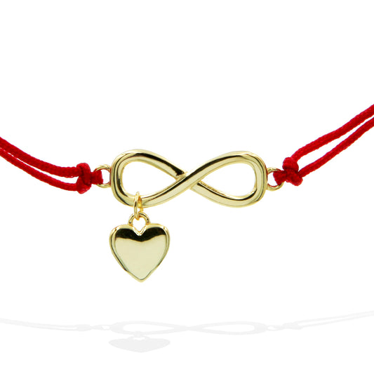 Silver Bracelet Gold Plated Infinity Red