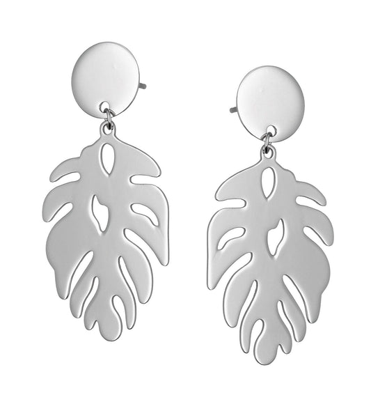 Silver Earrings Monstera 10+30 mm