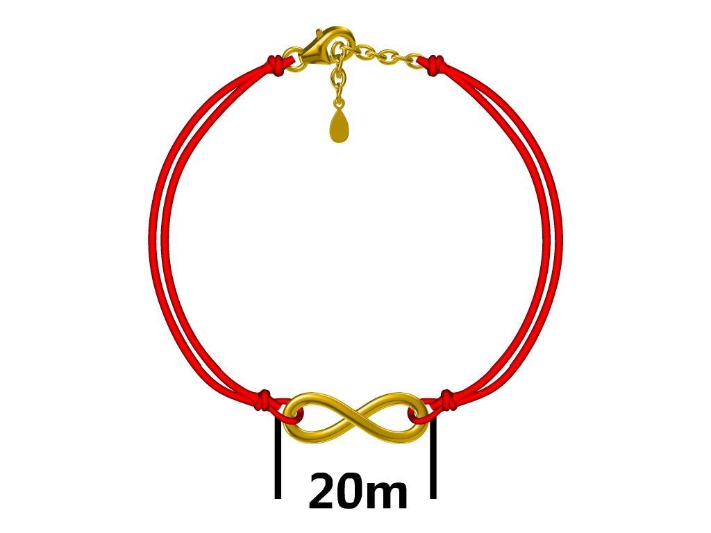 Silver Bracelet Gold Plated Infinity Red