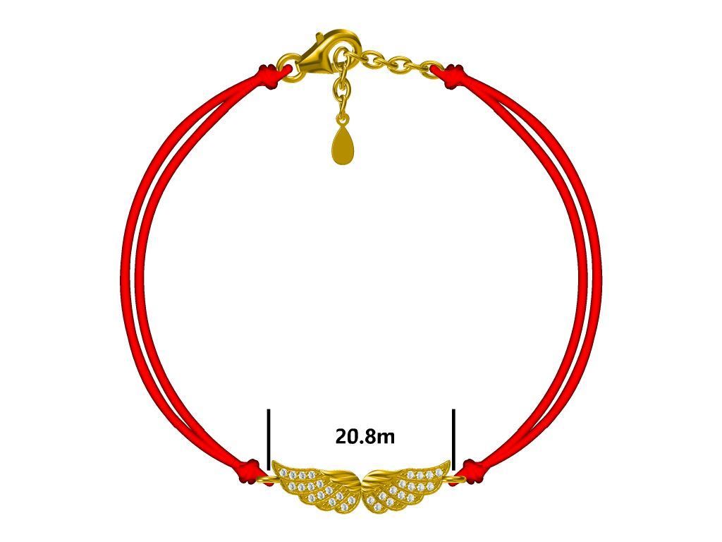 Silver Bracelet Gold Plated Red Wings