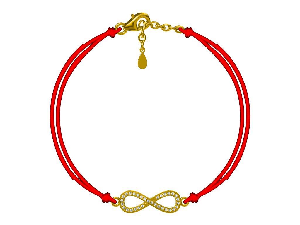 Silver Bracelet Gold Plated Infinity Red