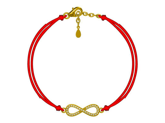 Silver Bracelet Gold Plated Infinity Red