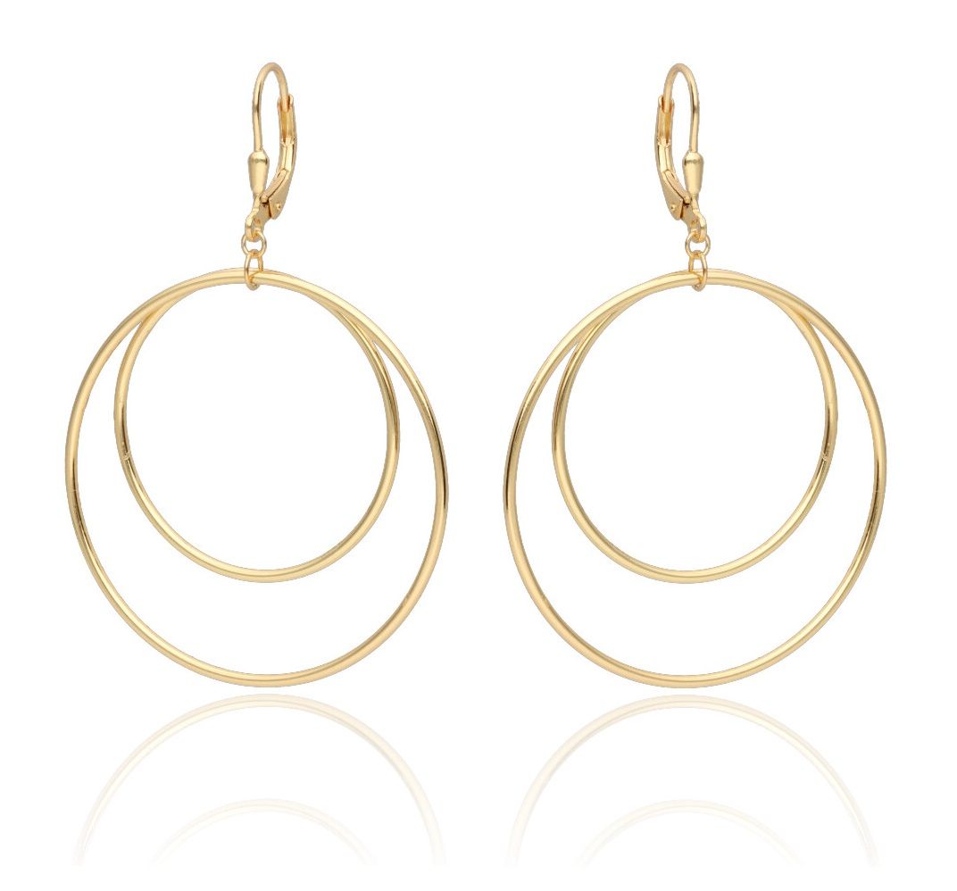 Silver Earrings Gold Plated 30+40 mm Long