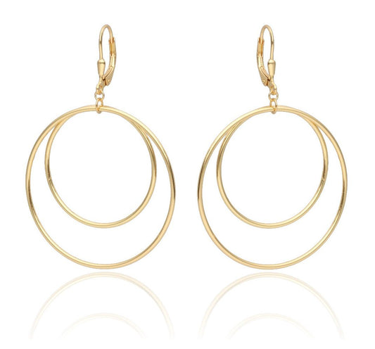 Silver Earrings Gold Plated 30+40 mm Long