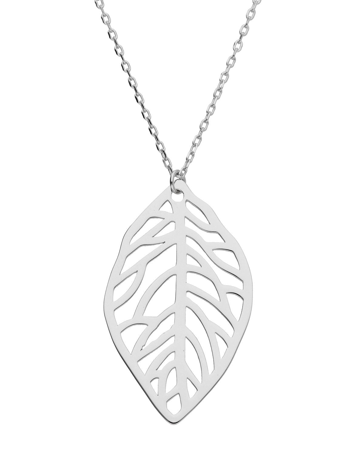 Silver Necklace Leaf 50+3 cm