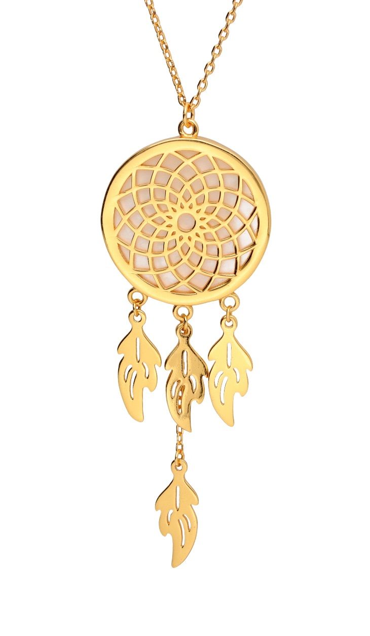 Silver Necklace Gold Plated Dream Catcher 55+5 cm