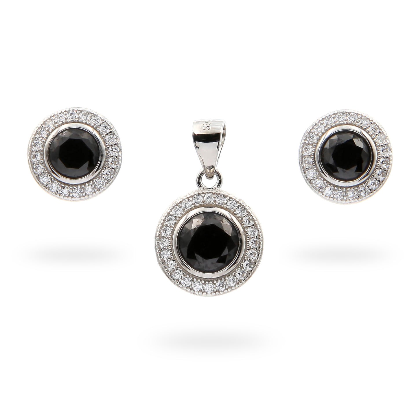 Silver Jewelry Set Black