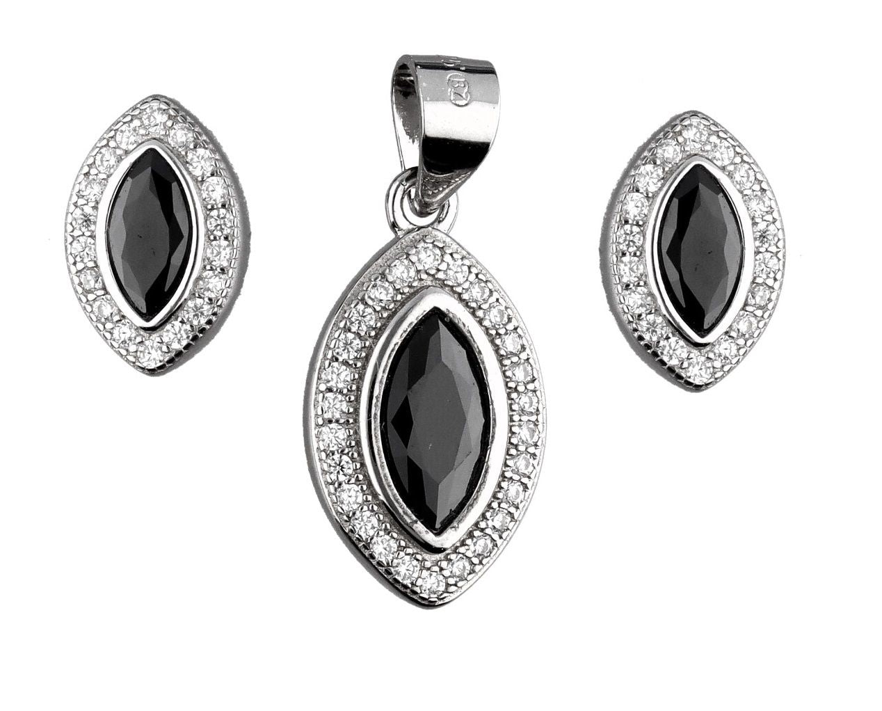 Silver Jewelry Set Black