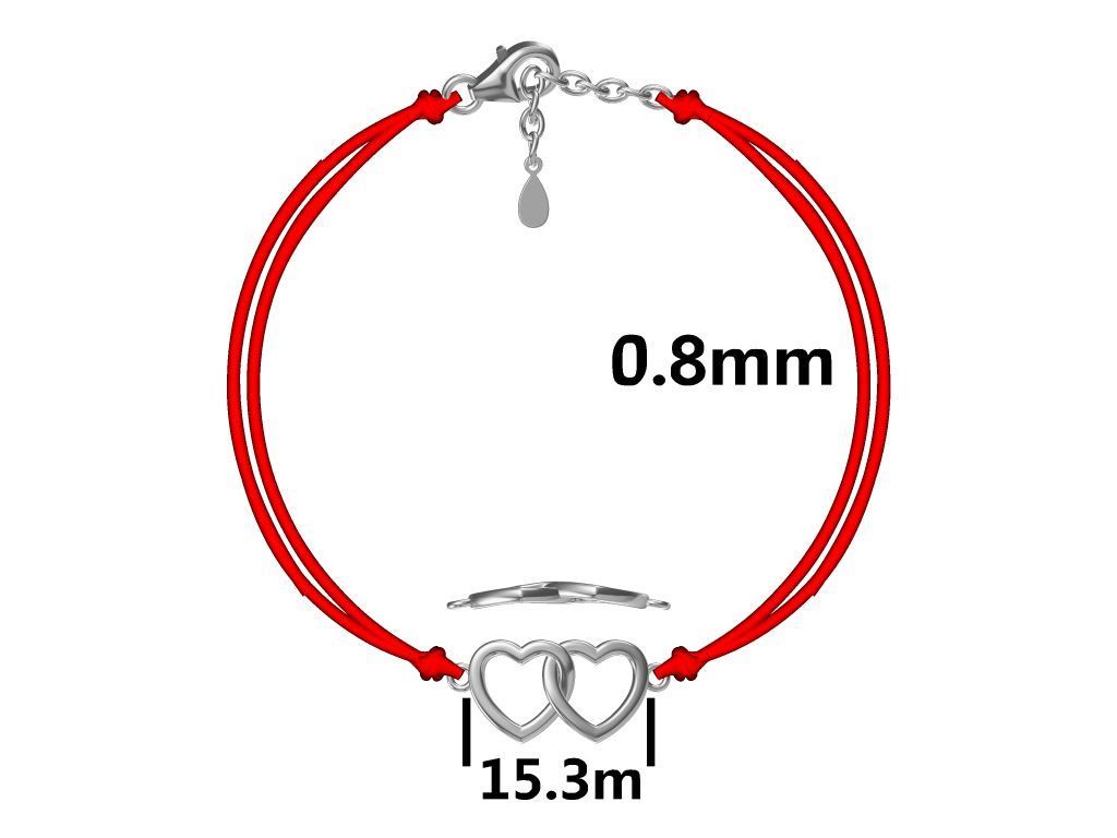 Silver Bracelet Red Heart