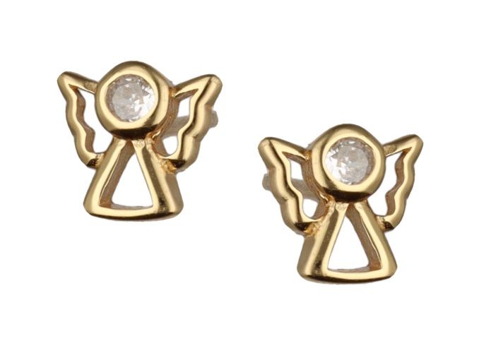 Silver Earrings Gold Plated Angel