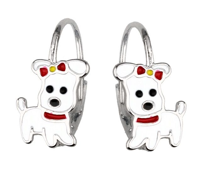 Silver Earrings Dog Kids English