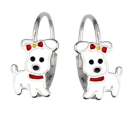 Silver Earrings Dog Kids English