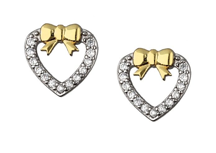 Silver Earrings Dep0226 Rhodium&Gold Plated Heart