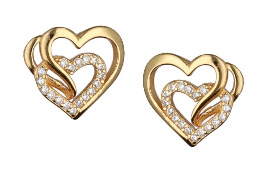 Silver Earrings Gold Plated Heart