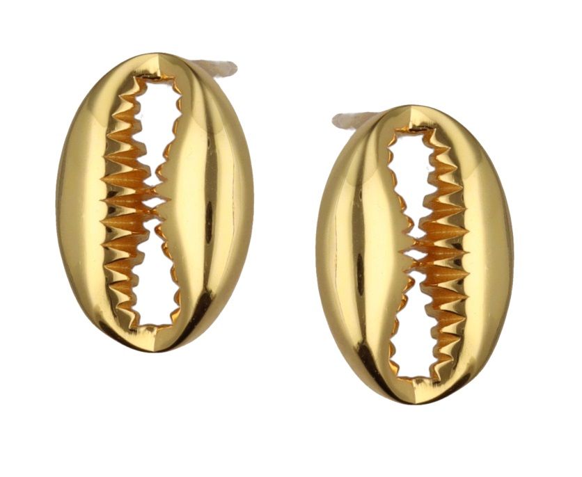 Silver Earrings Gold Plated Shell